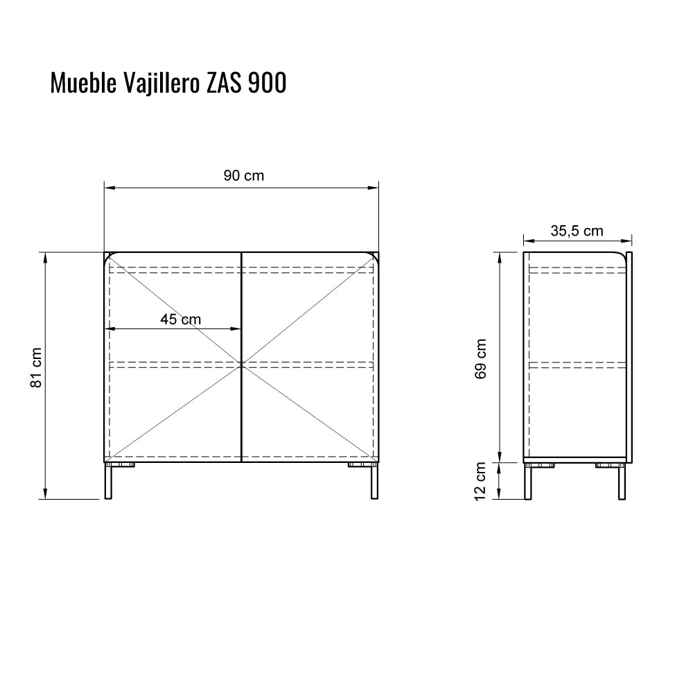 Mueble Vajillero ZAS 900 Melamina